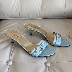 Dolce & gabanna pale blue sling back kitten heel